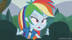 Size: 520x293 | Tagged: safe, screencap, pinkie pie, rainbow dash, human, equestria girls, g4, pinkie spy (short), animated, arms, balloon, boots, bow, bracelet, breasts, bush, bust, clothes, cloud, collar, day, female, floating, gif, gifrun.com, hand, happy, head shake, jacket, jewelry, legs, long hair, mountain, nervous, open mouth, open smile, rainbow socks, shirt, shoes, short sleeves, skirt, sky, smiling, socks, striped socks, t-shirt, teenager, teeth, then watch her balloons lift her up to the sky, this will not end well, tree, turned head, vest, wristband