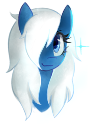 Size: 870x1202 | Tagged: dead source, safe, artist:marytheechidna, oc, oc only, oc:edge, oc:microsoft edge, pony, browser ponies, bust, female, hair over one eye, mare, microsoft edge, portrait, simple background, solo, white background
