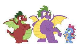 Size: 6888x4084 | Tagged: safe, artist:aleximusprime, oc, oc only, oc:beam, oc:beam the dragon, oc:bumble, oc:bumble the dragon, oc:smite, oc:smite the dragon, dragon, fanfic:my little sister is a dragon, flurry heart's story, baby, baby dragon, brother and sister, brothers, chubby, crossed arms, dragon oc, dragoness, family, fat, female, hand on hip, male, non-pony oc, siblings, simple background, spike's family, spike's father, transparent background