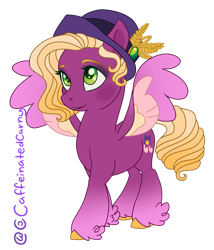 Size: 861x1007 | Tagged: safe, artist:caffeinatedcarny, pipp petals, pegasus, pony, g5, coat markings, colored hooves, colored wings, feathered fetlocks, flapper, flapper hat, gradient hooves, gradient mane, gradient wings, hat, makeup, markings, redesign, simple background, solo, transparent background, wings