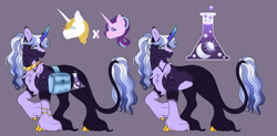 Size: 1920x948 | Tagged: safe, artist:malinraf1615, prince blueblood, starlight glimmer, oc, pony, unicorn, g4, horn, offscreen character, parent:prince blueblood, parent:starlight glimmer