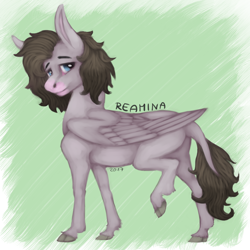 Size: 1000x1000 | Tagged: safe, artist:reamina, oc, oc:delilah, hybrid, mule, female, solo, wings