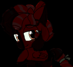 Size: 393x358 | Tagged: safe, cozy glow, g4, anime style, fan series, fanon, grin, guardians of harmony, hoof on chest, looking at you, my little pony z, red skin, smiling, toy