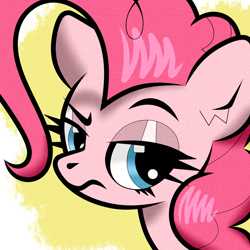 Size: 2000x2000 | Tagged: safe, artist:scandianon, pinkie pie, earth pony, pony, bust, cocked eyebrow, female, lidded eyes, looking at you, mare, pinkie pie is not amused, unamused