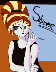 Size: 1001x1280 | Tagged: safe, artist:peel_a_na, sunset shimmer, human, equestria girls, g4, humanized, smoking, solo