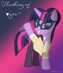 Size: 1200x1400 | Tagged: safe, artist:realdash, twilight sparkle, pony, unicorn, adorkable, alternate hairstyle, alternate timeline, alternate universe, bow, bowtie, clothes, cute, dork, female, glasses, gradient background, hair bun, happy, heart, horn, looking at you, mare, milf, older, older twilight, pantyhose, show accurate, smiling, solo, sweater, twiabetes, unicorn twilight, waving, waving at you