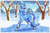 Size: 1772x1181 | Tagged: safe, artist:inuhoshi-to-darkpen, oc, oc only, oc:glacandra, unicorn, armband, chest fluff, ear fluff, freckles, horn, ice, ice skates, open mouth, skates, smiling, snow, snowfall, tree, unicorn oc, winter