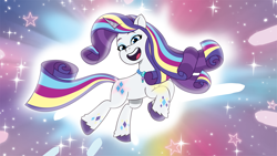 Size: 2400x1350 | Tagged: safe, rarity, pony, unicorn, g4, g5, my little pony: tell your tale, the blockywockys, character swap, female, g4 to g5, generation leap, horn, mare, rainbow power, rainbow power rarity, solo