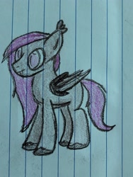 Size: 3000x4000 | Tagged: safe, artist:volk204, bat pony, lined paper, solo, traditional art