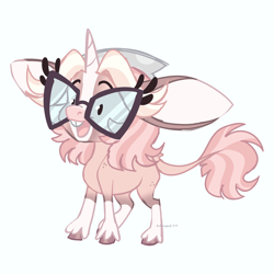 Size: 3500x3500 | Tagged: safe, artist:whinnysical, oc, oc only, oc:whimsical wonder, hybrid, mule, colored, glasses, muleicorn, ponysona, simple background, sketch, white background