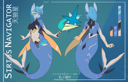 Size: 4961x3170 | Tagged: safe, artist:龙宠, oc, oc only, oc:siriusnavigator, cyborg, mermaid, anthro, breasts, female, high res, latex, latex suit, reference sheet, solo, transformation