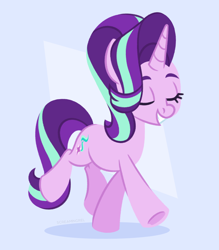 Size: 1046x1193 | Tagged: safe, artist:screamingrel, starlight glimmer, pony, unicorn, eyes closed, female, horn, mare, solo, walking