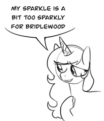 Size: 583x681 | Tagged: safe, artist:melodymelanchol, izzy moonbow, pony, unicorn, g5, black and white, dialogue, female, grayscale, horn, mare, monochrome, sketch, speech bubble
