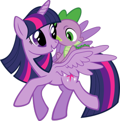 Size: 2731x2758 | Tagged: safe, edit, vector edit, spike, twilight sparkle, alicorn, dragon, pony, g4, official, .svg available, duo, female, male, mare, riding, riding a pony, simple background, spike riding twilight, stock vector, transparent background, twilight sparkle (alicorn), vector