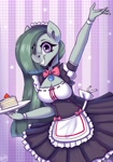 Size: 3500x5000 | Tagged: safe, artist:shadowreindeer, marble pie, anthro, g4, cake, clothes, food, maid, solo