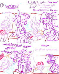 Size: 4779x6013 | Tagged: safe, artist:adorkabletwilightandfriends, sniffles, spike, twilight sparkle, alicorn, comic:adorkable twilight and friends, adorkable, adorkable twilight, allergies, book, bouncing, comic, concerned, concerned pony, confused, couch, cute, dork, expressions, facial expressions, falling, flop, funny, hay fever, hiding, humor, jumping, lying down, magazine, magazine cover, messy, messy mane, mucus, nostril flare, nostrils, reading, red eyes, red nose, red nosed, rubbing, sitting, slice of life, sneeze cloud, sneezing, sneezing fit, sniffing, sniffling, snot, spray, spring, surprised, surprised face, tissue, tissue box, turned head, twilight sparkle (alicorn)