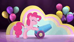 Size: 1280x720 | Tagged: safe, fluttershy, pinkie pie, rainbow dash, twilight sparkle, alicorn, earth pony, pegasus, pony, g4, animated, balloon, cannon, commercial, happy meal, laughing, mcdonald's, mcdonald's happy meal toys, party, party cannon, sound, sound only, streamers, toy, twilight sparkle (alicorn), vimeo, webm