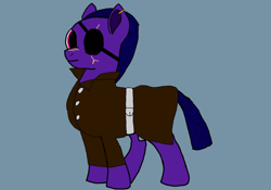Size: 2388x1668 | Tagged: safe, artist:sillyfillechka, oc, oc only, oc:ra'dzirra, earth pony, blue background, clothes, female, mare, newbie artist training grounds, simple background, solo