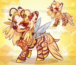 Size: 1280x1112 | Tagged: safe, artist:wainnee, oc, oc only, bee, insect, pony, honeycomb (structure), looking at you, solo, watermark