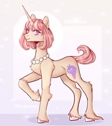 Size: 1143x1280 | Tagged: safe, artist:wainnee, oc, oc only, unicorn, horn, looking at you, slender, solo, thin, unshorn fetlocks, watermark