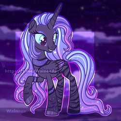 Size: 1280x1280 | Tagged: safe, artist:wainnee, oc, oc only, alicorn, alicorn oc, concave belly, horn, slender, solo, thin, watermark, wings