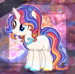Size: 1280x1269 | Tagged: safe, artist:wainnee, oc, oc only, unicorn, horn, solo, watermark, zoom layer