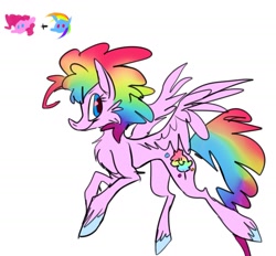 Size: 1445x1341 | Tagged: safe, artist:chortzykit, pegasus, pony, g4, concave belly, fusion, fusion:pinkie pie, fusion:rainbow dash, simple background, solo, thin, white background