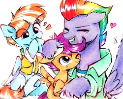 Size: 1982x1596 | Tagged: safe, artist:liaaqila, bow hothoof, scootaloo, windy whistles, commission, traditional art