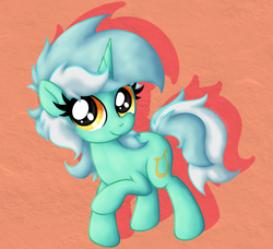Size: 2183x1993 | Tagged: safe, artist:background basset, lyra heartstrings, pony, unicorn, g4, cute, female, horn, looking at you, lyrabetes, mare, raised hoof, simple background, smiling, smiling at you, solo
