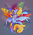 Size: 2211x2342 | Tagged: safe, artist:singingsun, oc, oc only, oc:singing sun, pegasus, pony, abstract background, colored wings, eyes closed, female, flying, happy, pegasus oc, solo, tail, two toned wings, wavy hair, wavy mane, wavy tail, wings