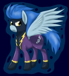 Size: 1170x1280 | Tagged: safe, artist:ookamithewolf1, nightshade, pegasus, pony, clothes, costume, female, mare, shadowbolts, shadowbolts costume, solo, spread wings, wings