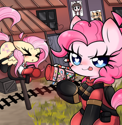 Size: 2700x2750 | Tagged: safe, artist:arwencuack, fluttershy, pinkie pie, earth pony, pegasus, team fortress 2