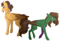 Size: 6895x4621 | Tagged: safe, artist:maxxacure, oc, oc only, oc:blissful clutz, oc:persuasive rage, pegasus, pony, ashes town, fallout equestria, cigarette, crying, duo, father and child, father and daughter, female, male, simple background, transparent background