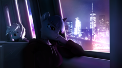 Size: 3840x2160 | Tagged: safe, artist:monarchy01, lyra heartstrings, twilight sparkle, anthro, g4, 4k, city, cityscape, fluffy, fur, high res, wallpaper