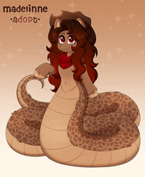 Size: 3500x4276 | Tagged: safe, artist:madelinne, oc, oc only, lamia, original species, adoptable, belly button, female, freckles, gradient background, mare, solo, unshorn fetlocks