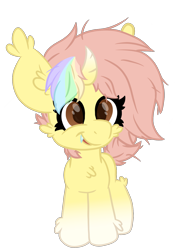 Size: 1012x1444 | Tagged: safe, artist:ponkus, oc, oc only, oc:ponkus, bat pony, pony, unicorn, big ears, cheek fluff, curved horn, cute, ear fluff, fangs, female, horn, mare, messy mane, simple background, solo, transparent background