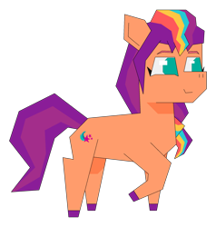 Size: 2300x2417 | Tagged: safe, artist:alejandrogmj, sunny starscout, alicorn, pony, g5, geometric, looking to the right, mane stripe sunny, missing accessory, polygonal, simple background, solo, transparent background