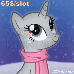 Size: 500x500 | Tagged: safe, artist:kichimina, pony, unicorn, g4, advertisement, animated, blinking, bust, clothes, colored, commission, cute, eyelashes, female, floppy ears, generic pony, gif, gradient background, half body, happy, horn, looking up, loop, mare, night, open mouth, perfect loop, scarf, show accurate, signature, simple background, sitting, smiling, snow, snowfall, snowflake, solo, vector, watermark, ych animation, your character here