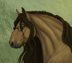 Size: 3166x2778 | Tagged: safe, artist:firehello, oc, oc only, oc:solid punch, earth pony, horse, bust, draft horse, glasses, male, portrait, solo, solo male, stallion, stallion oc