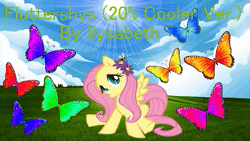 Size: 1280x720 | Tagged: safe, artist:ilysabeth, artist:user15432, fluttershy, bee, butterfly, insect, pegasus, pony, animated, blue sky, cloud, flower, flower in hair, grass, link in description, music, sky, smiling, solo, sound, sound only, sun, tree, webm, youtube link