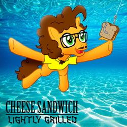 Size: 600x600 | Tagged: safe, artist:zphal, cheese sandwich, g4, album cover, album parody, crepuscular rays, off the deep end, solo, sunlight, swimming, swimming pool, underwater, voice actor joke, water, weird al yankovic