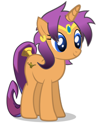 Size: 5961x7500 | Tagged: safe, artist:justisanimation, edit, vector edit, genie, pony, unicorn, absurd resolution, ear piercing, earring, horn, jewelry, piercing, ponified, shantae, shantae (character), shantae the 1/2 genie, simple background, smiling, solo, transparent background, vector