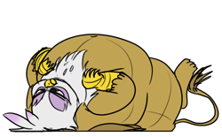 Size: 722x448 | Tagged: safe, artist:polofastter, artist:secretgoombaman12345, gilda, griffon, g4, belly, fat, female, gildough, lying down, obese, on back, simple background, solo, transparent background