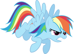 Size: 1280x930 | Tagged: safe, artist:qtmarx, rainbow dash, pegasus, pony, dragon quest, g4, angry, female, flying, mare, simple background, solo, transparent background, vector
