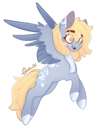 Size: 1320x1690 | Tagged: safe, artist:trashpanda czar, derpy hooves, pegasus, g4, body markings, chest fluff, cutie mark, ear fluff, female, flying, mare, open mouth, simple background, transparent background, wings