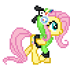 Size: 102x96 | Tagged: safe, artist:jaye, fluttershy, pegasus, pony, antonymph, cutiemarks (and the things that bind us), vylet pony, g4, animated, desktop ponies, fluttgirshy, gir, invader zim, pixel art, simple background, solo, sprite, transparent background, trotting