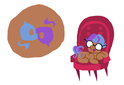 Size: 2515x1720 | Tagged: safe, oc, oc only, oc:vibe check, chair, cutie mark, glasses, ms paint, pixel art, tricolor mane