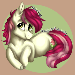 Size: 2500x2500 | Tagged: safe, artist:reamina, artist:terminallygloomy, roseluck, pony, lying down, prone, solo