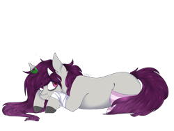 Size: 2048x1536 | Tagged: safe, artist:pixelberrry, oc, oc only, earth pony, pony, clothes, female, horns, lying down, mare, prone, simple background, socks, solo, striped socks, transparent background