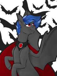 Size: 1536x2048 | Tagged: safe, artist:pixelberrry, oc, oc only, oc:midnight jet, bat, bat pony, pony, cape, clothes, female, mare, simple background, solo, transparent background
